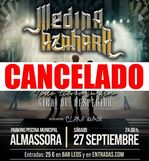 Entradas Medina Azahara - Almassora - Castellón 1 Concierto Medina Azahara Castellon - Cancelado